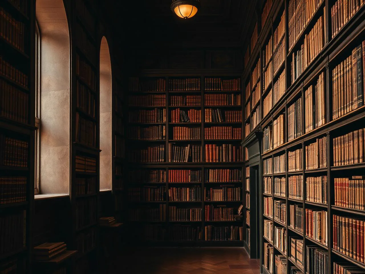 Ruhiges Bibliotheksmotiv als redaktionelles Bild zu Arthur Schopenhauer.